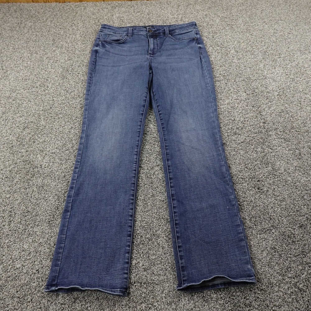 NYDJ Jeans Womens 12 Dark Blue Denim Pants Marilyn Straight Lift Tuck Stretch